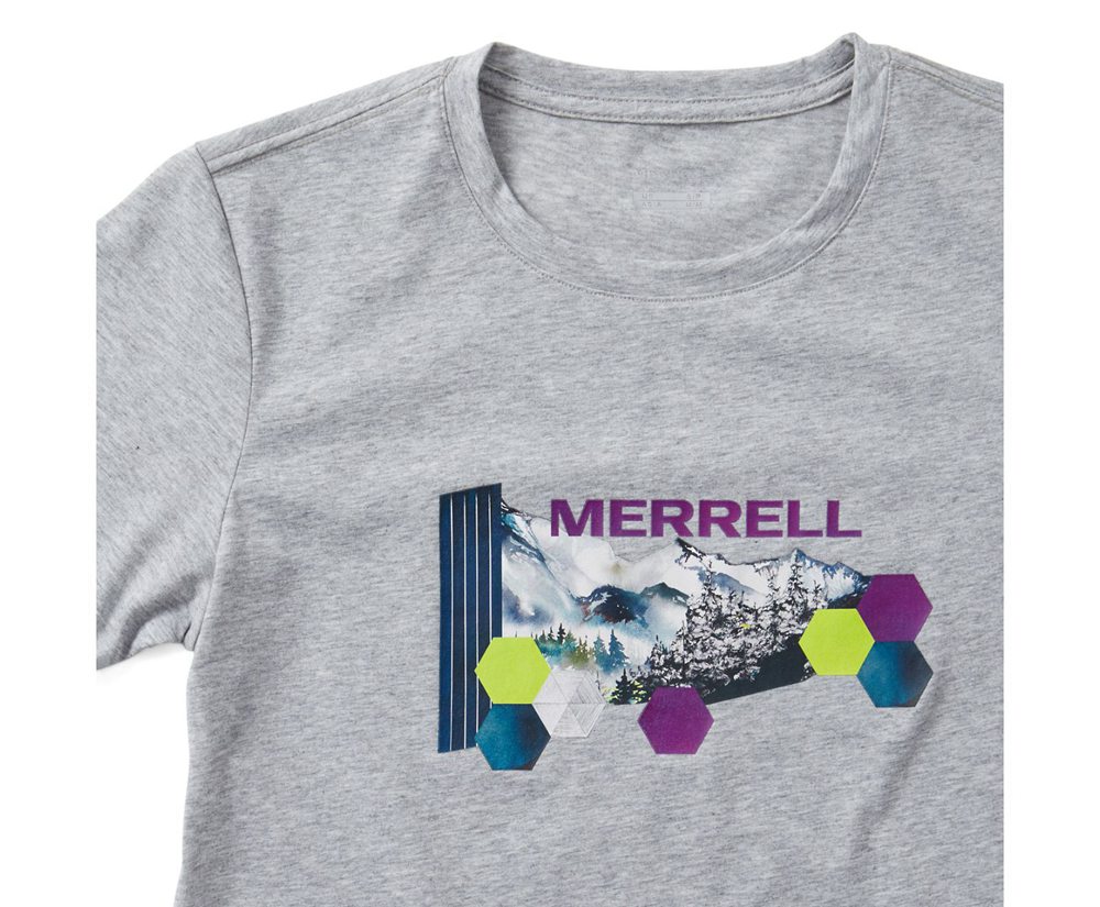 Merrell Short Sleeve Grey - Woodmark Logo Tee - Womens 28VEBLODU